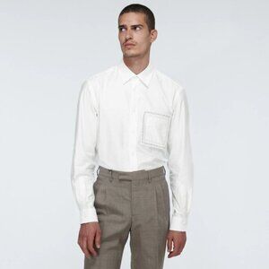 Burberry Men's Optic White Button Down w/ Lace Pocket Size 37 Neck 14.5